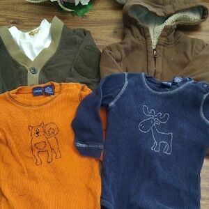 Orange and Blue Baby Onesies with Animal Designs 18 Months 5 Piece Bundle